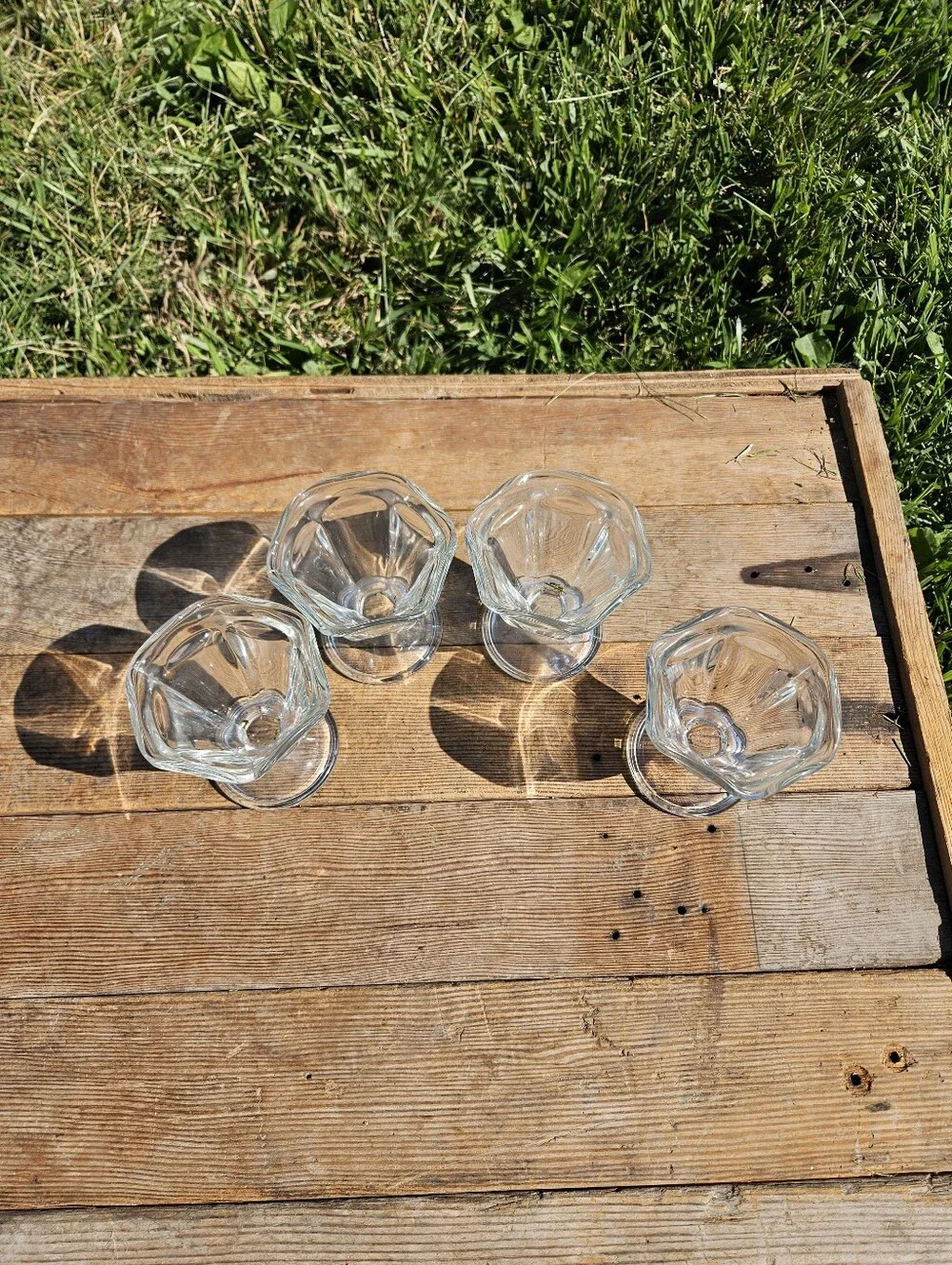 Vintage Retro MCM Anchor Hocking Tulip Glass Ice Cream Sundae Dessert Cups Set 4